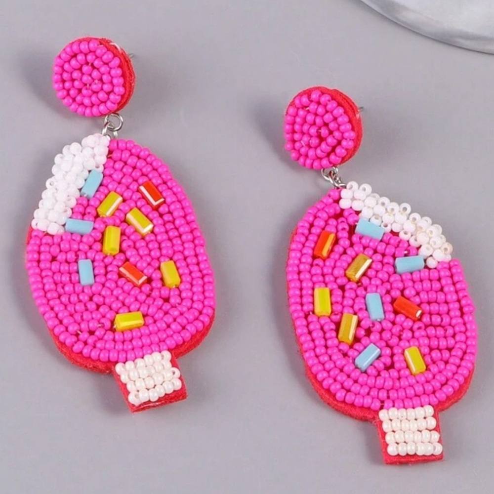 Beaded ice cream earrings